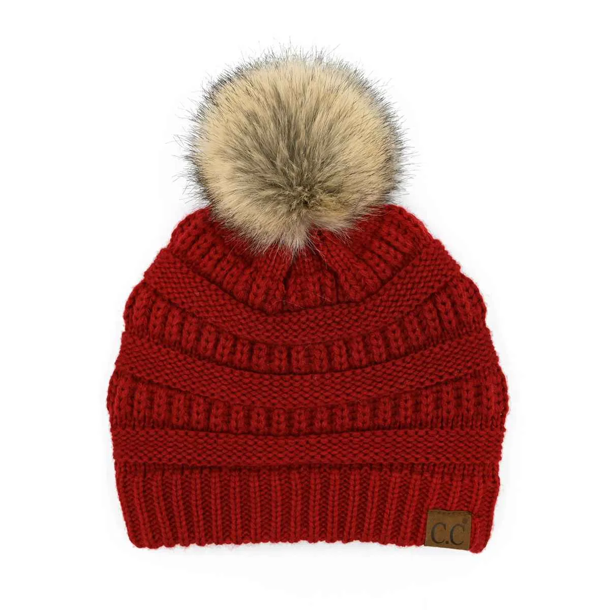 HAT43 Mia Knit Fur Pom Beanie