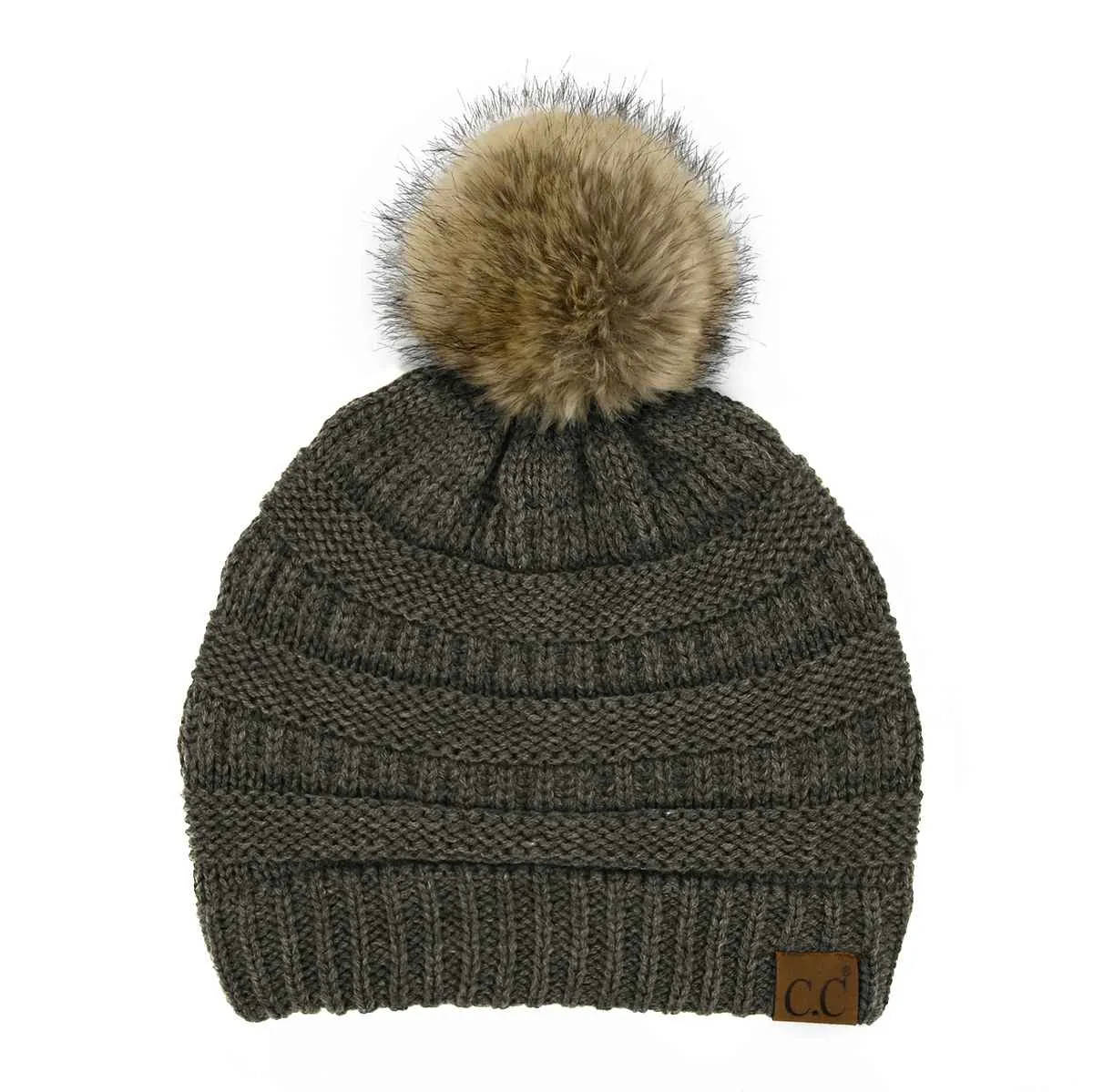 HAT43 Mia Knit Fur Pom Beanie