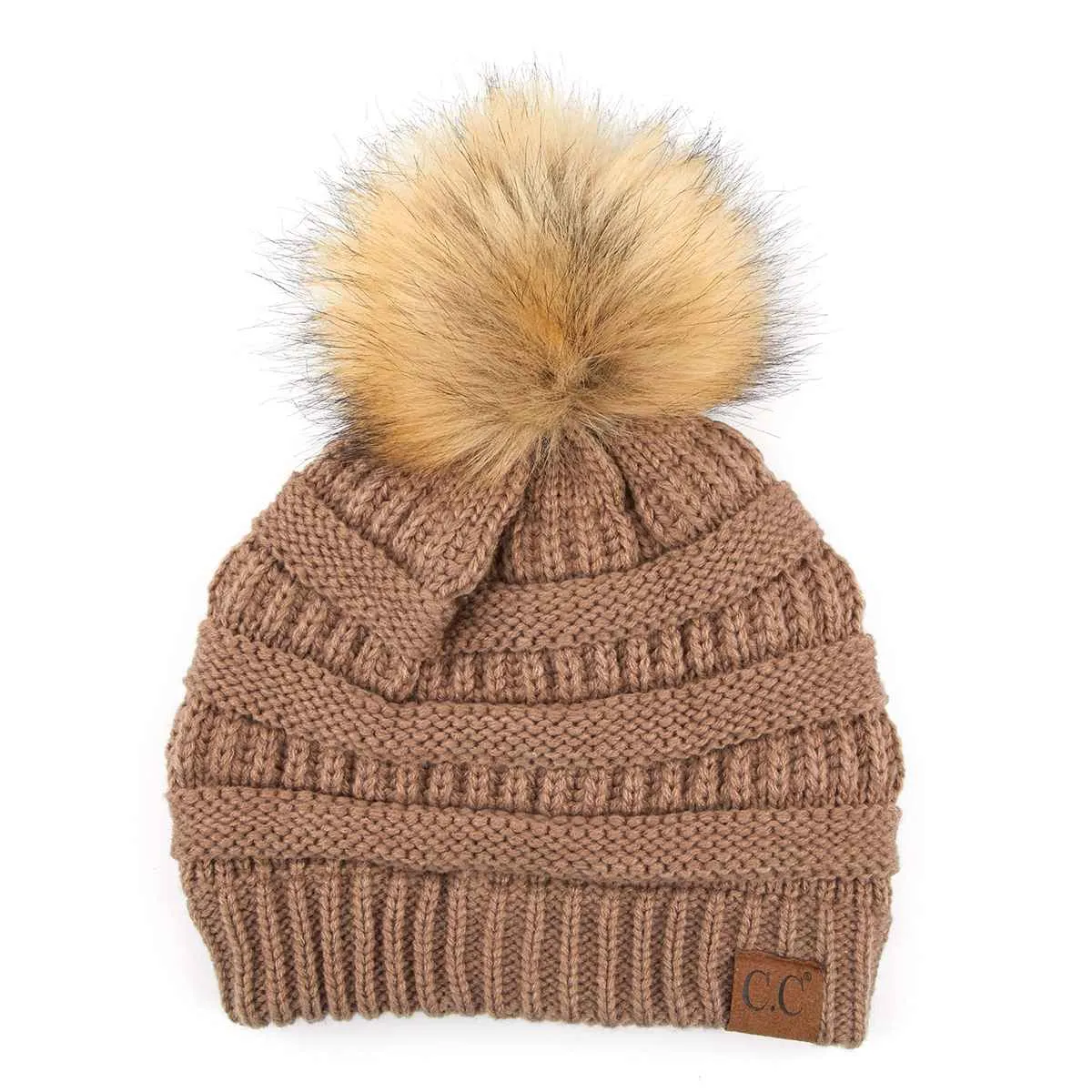 HAT43 Mia Knit Fur Pom Beanie