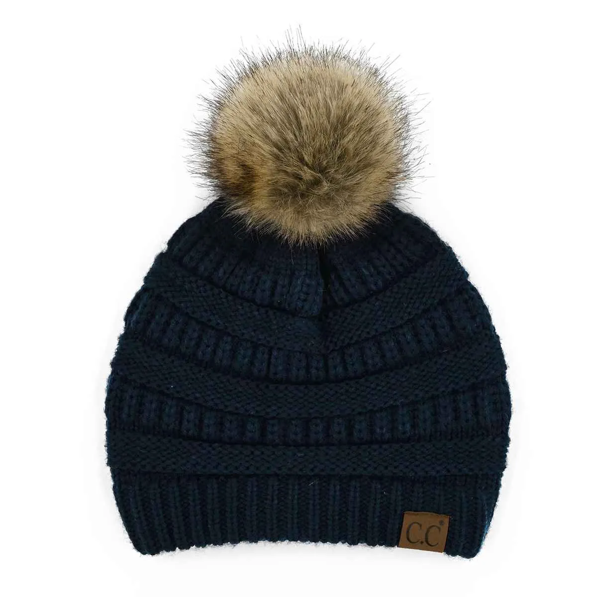 HAT43 Mia Knit Fur Pom Beanie