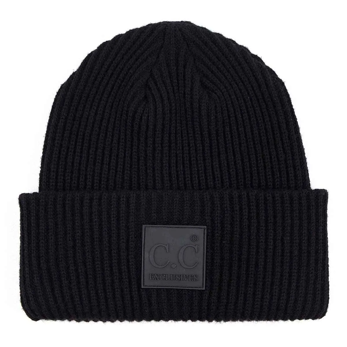 HAT7007 Solid Ribbed Beanie With Rubber Patch