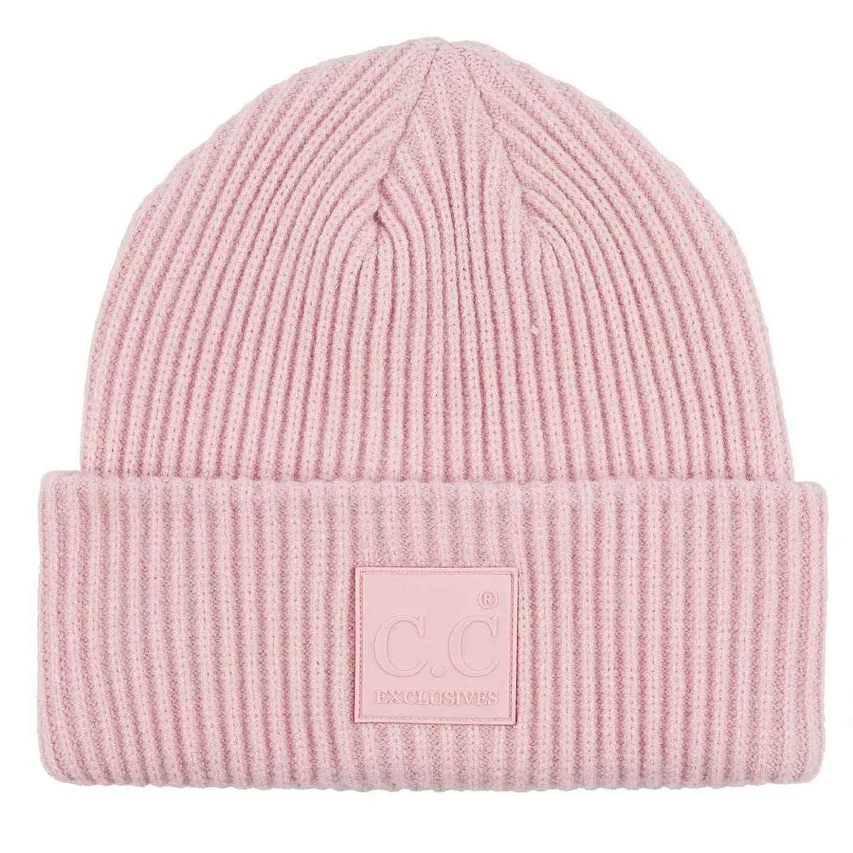 HAT7007 Solid Ribbed Beanie With Rubber Patch