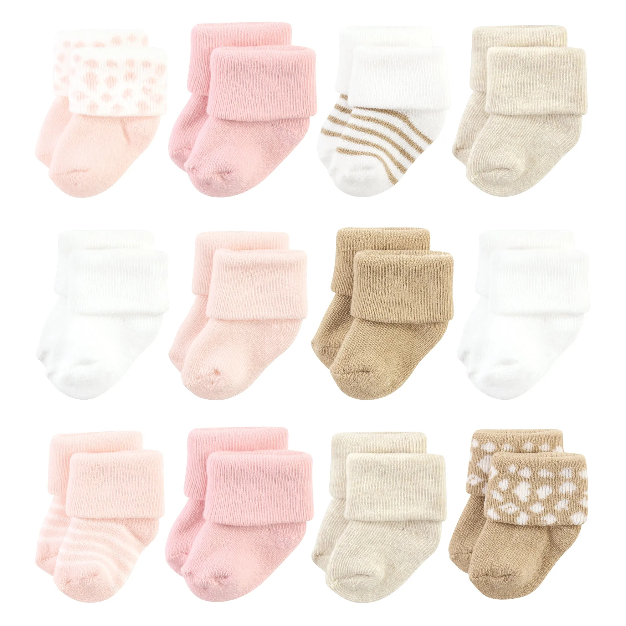 Hudson Baby Cotton Rich Newborn and Terry Socks, Pink Cheetah