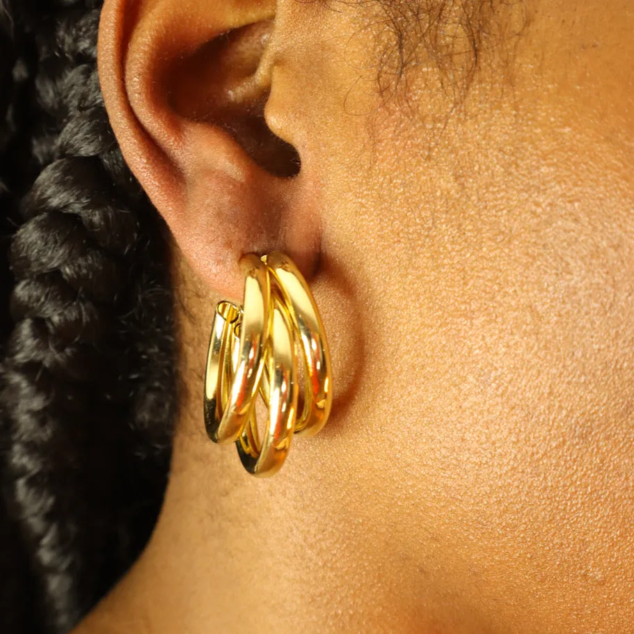 Idowu 18ct gold plated Copper hoop earrings