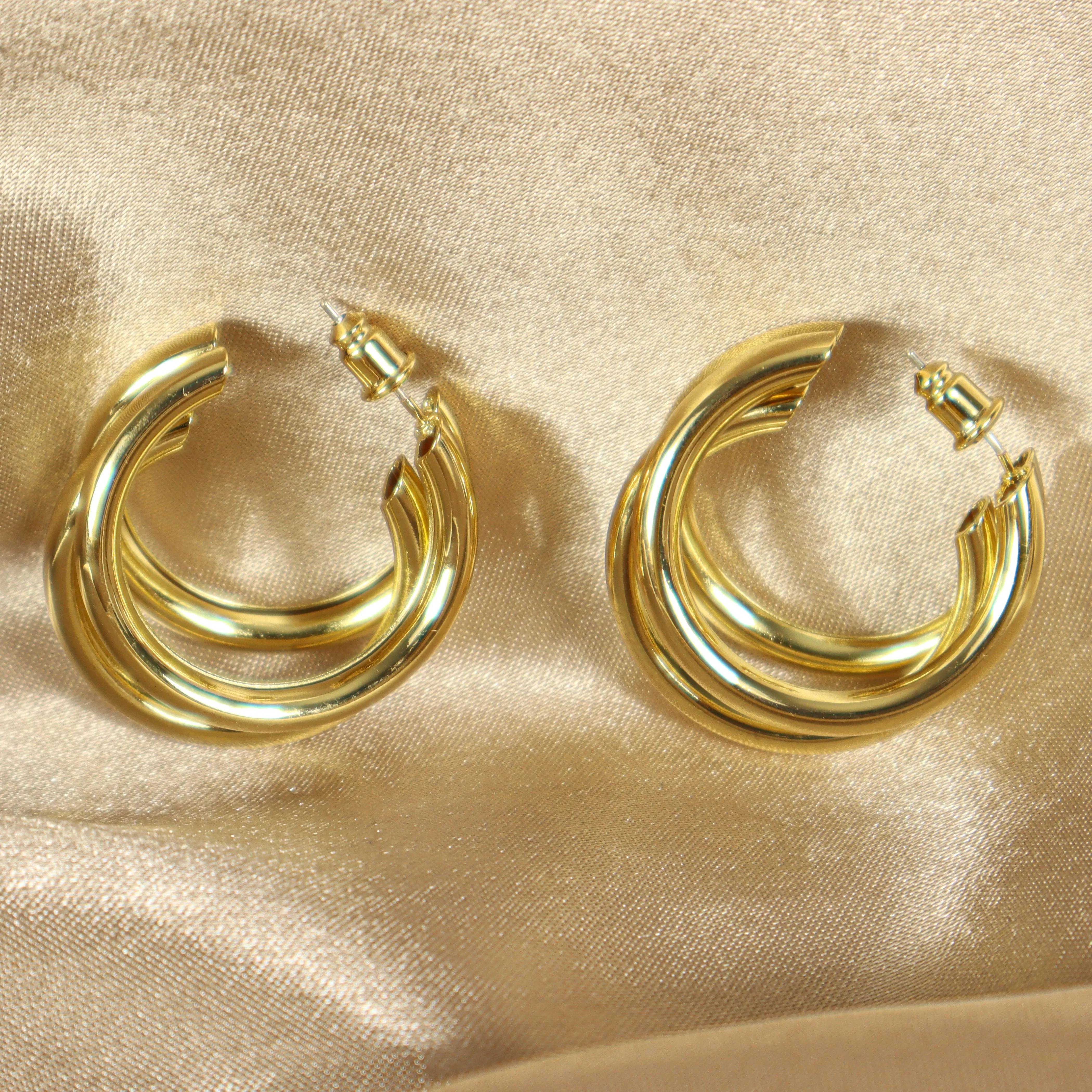 Idowu 18ct gold plated Copper hoop earrings