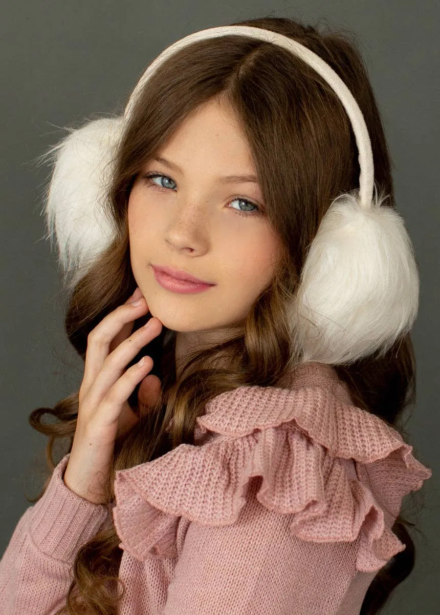 Joyfolie Ellie Girls Faux Fur Earmuffs In Ivory