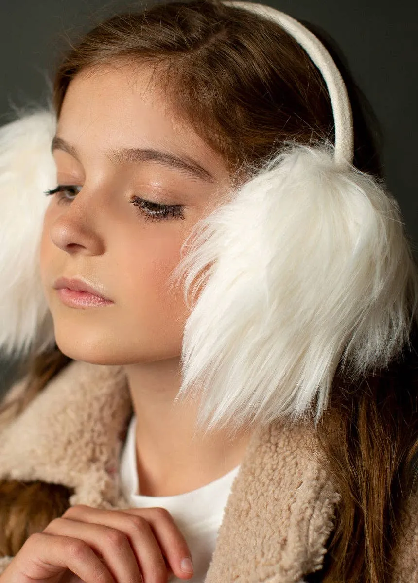 Joyfolie Ellie Girls Faux Fur Earmuffs In Ivory