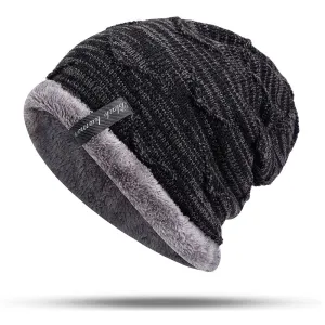 Mens Velvet Outdoor Winter Skullcap Beanie