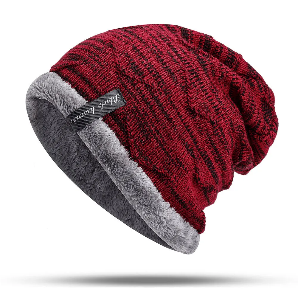 Mens Velvet Outdoor Winter Skullcap Beanie