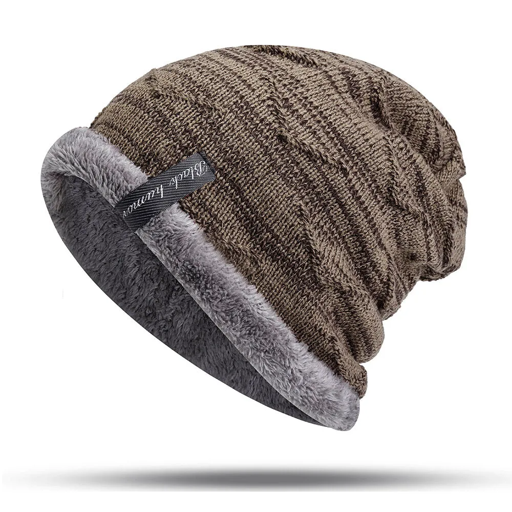 Mens Velvet Outdoor Winter Skullcap Beanie