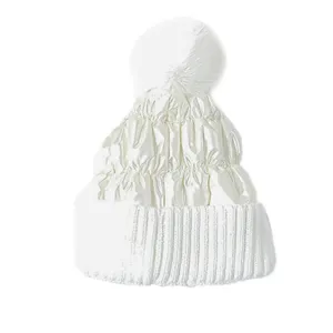 Metallic PomPom Beanie - White, Black, Gold, Silver