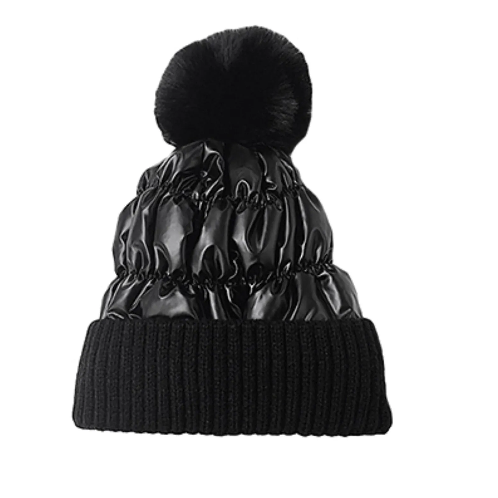 Metallic PomPom Beanie - White, Black, Gold, Silver