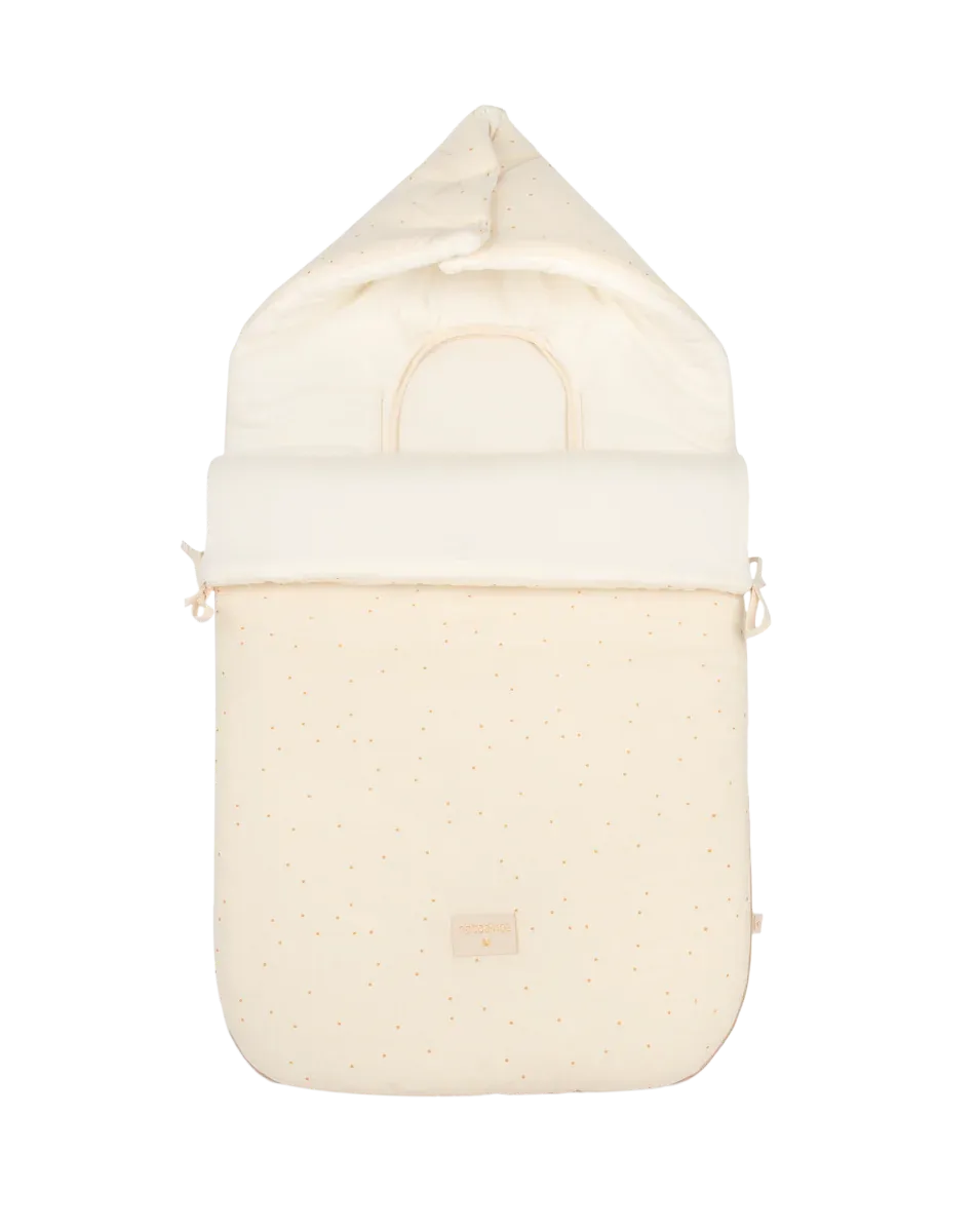 Nobodinoz New Passegiata Footmuff | Honey Sweet Dots Natural