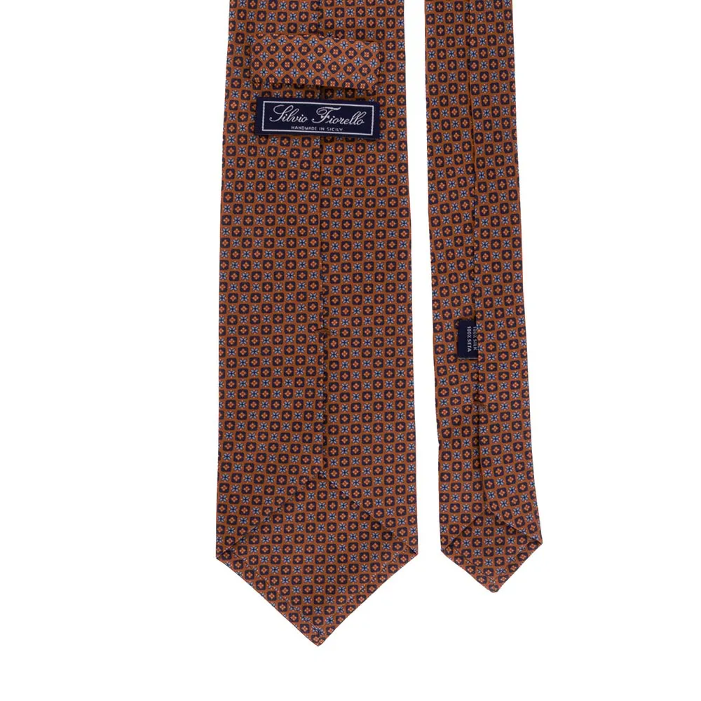 Orange and Blue Geometric Fantasy Silk Tie