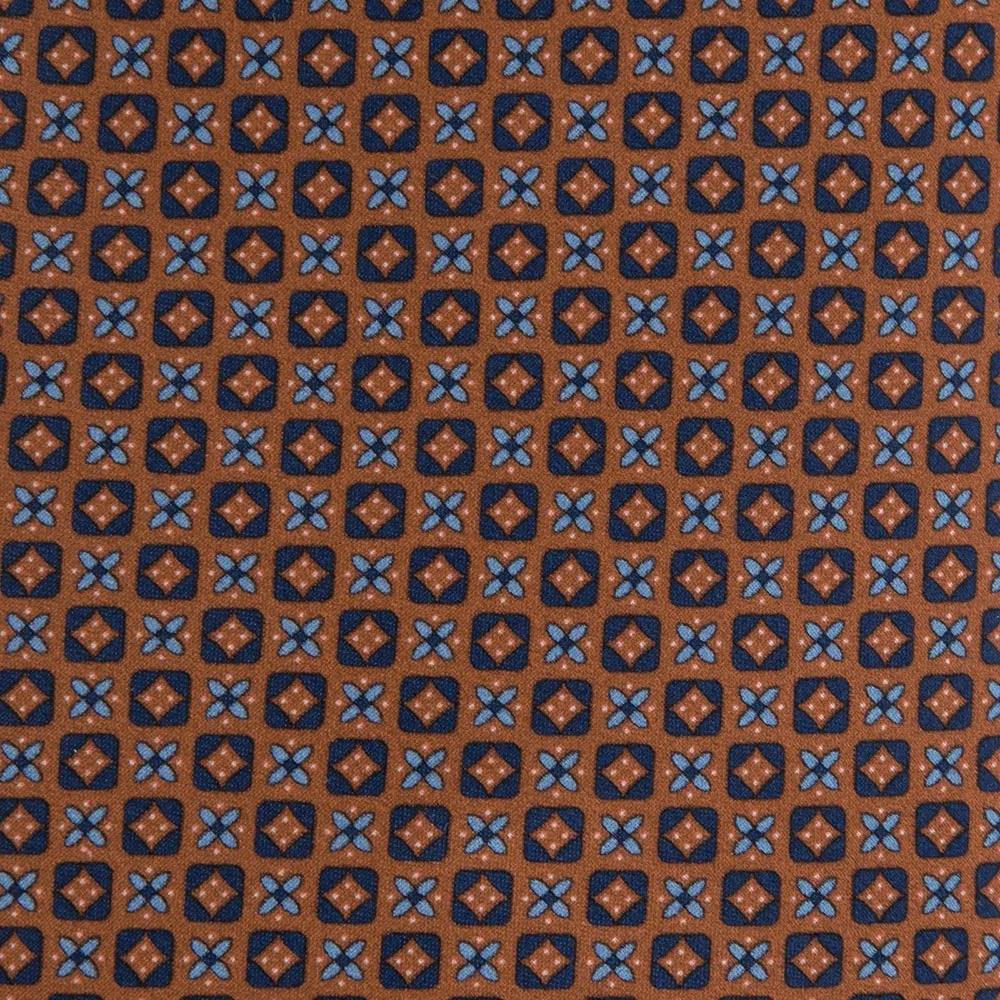 Orange and Blue Geometric Fantasy Silk Tie