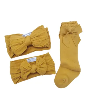 Our Dandelion Larger, Smaller Headband & Knee High Socks Set