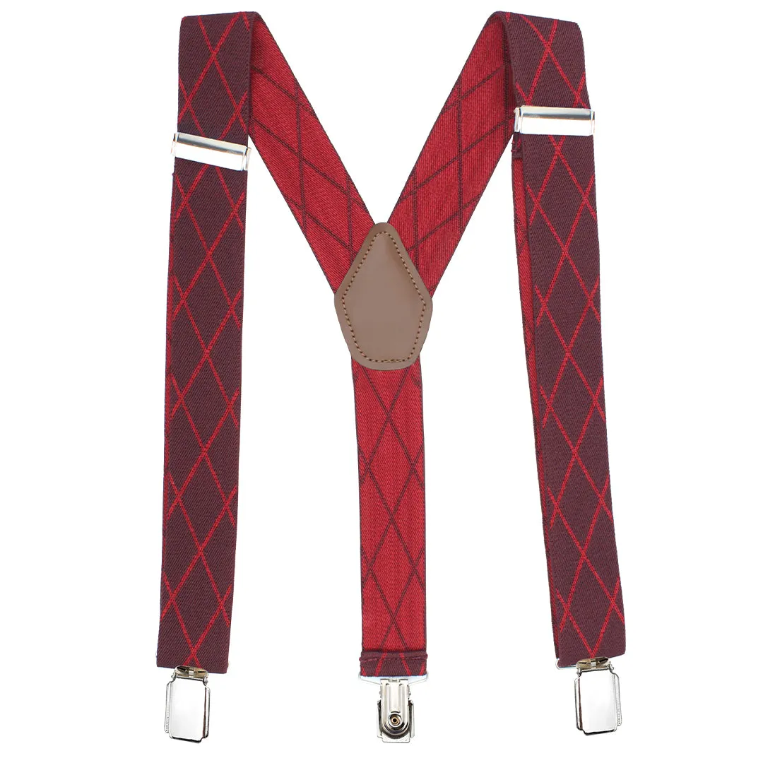 Peluche Striped Crossroad Maroon  3 Clips Suspender for Men (3.5cm width)