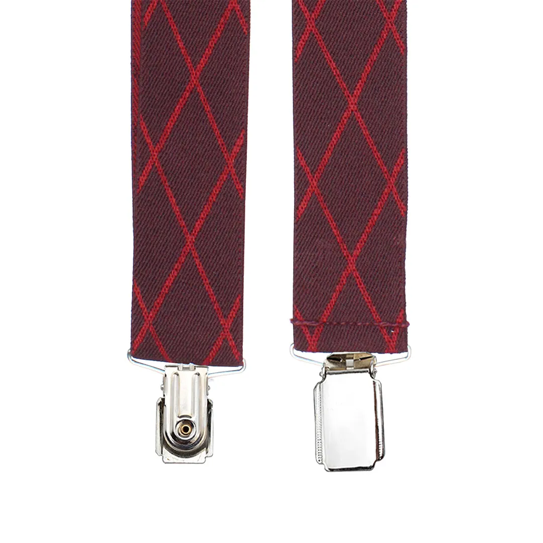 Peluche Striped Crossroad Maroon  3 Clips Suspender for Men (3.5cm width)