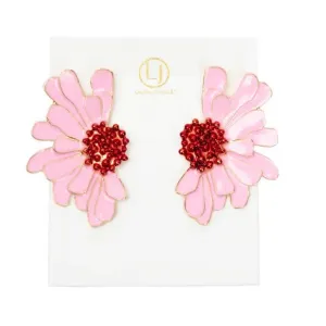 Pink Half Flower Earrings