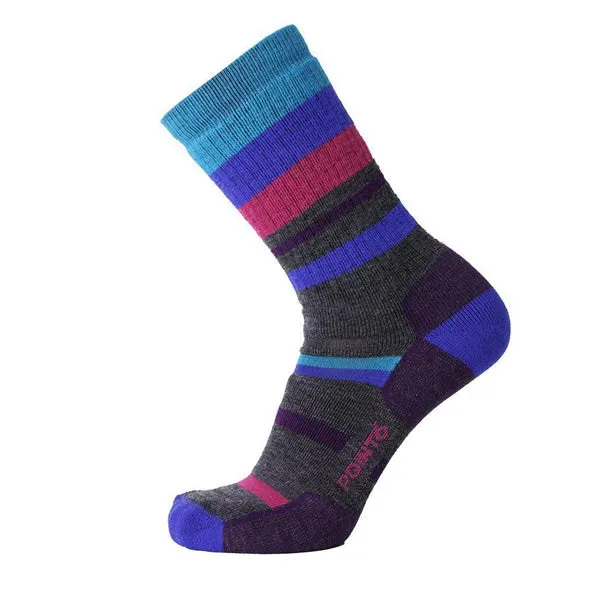 Point6 37.5 Hiking Medium Crew Merino Sock Mixed Stripe "Active Life"