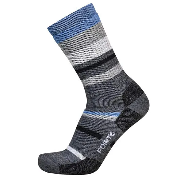 Point6 37.5 Hiking Medium Crew Merino Sock Mixed Stripe "Active Life"