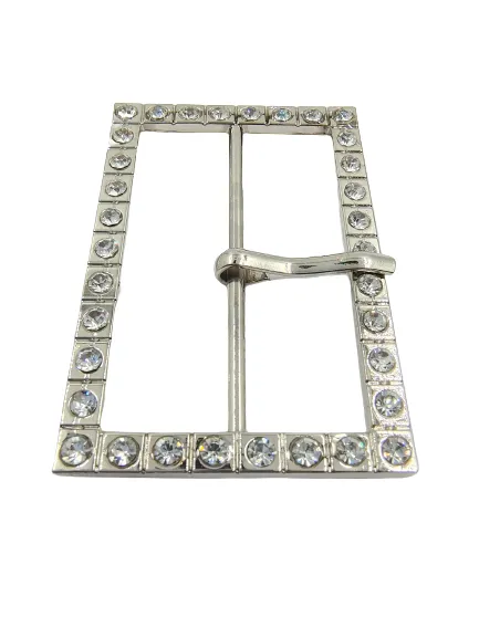 Prong Shiny Silver Buckle Covered With Diamonds