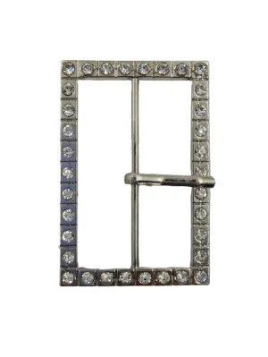 Prong Shiny Silver Buckle Covered With Diamonds