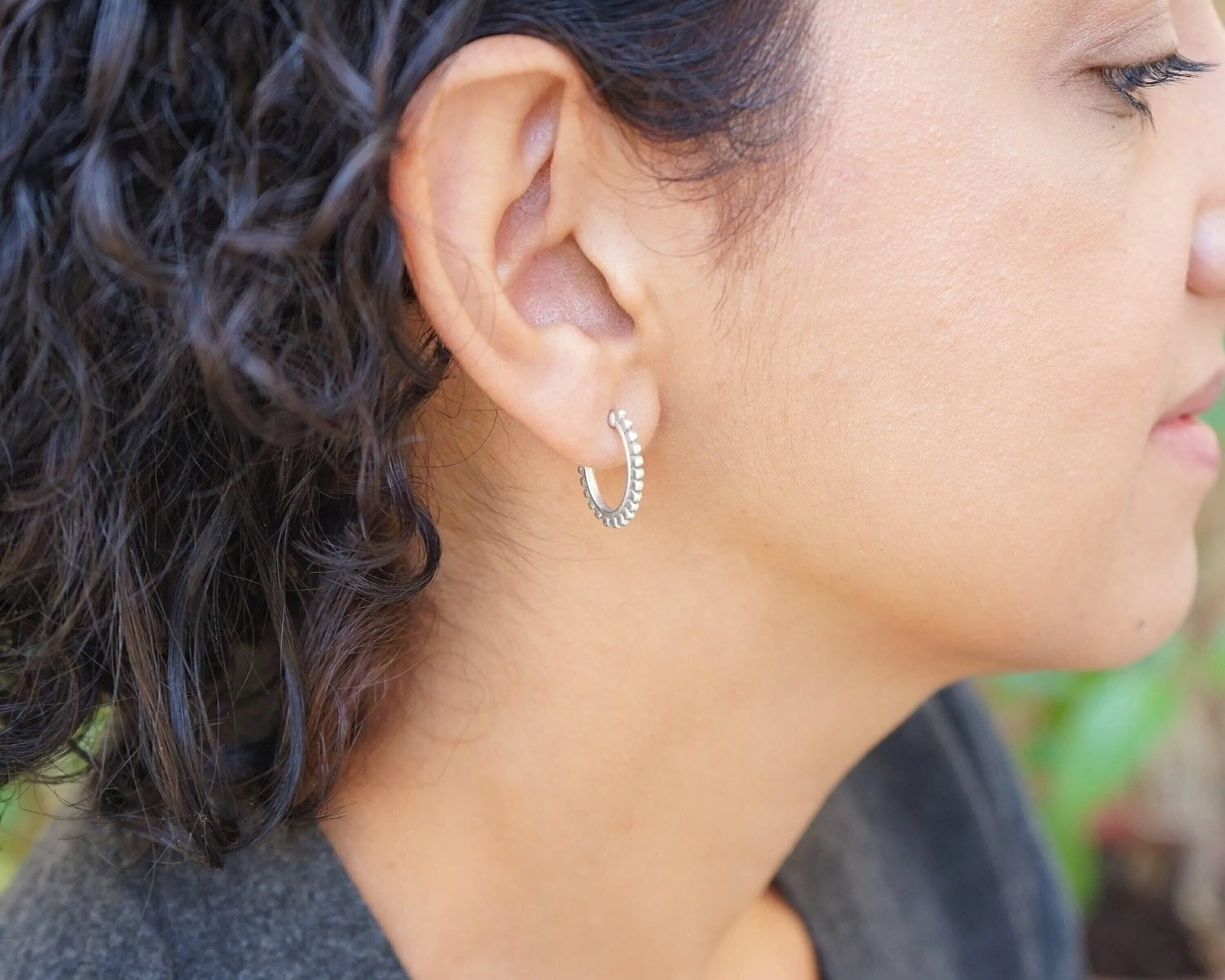 Silver Sun Hoop Earrings