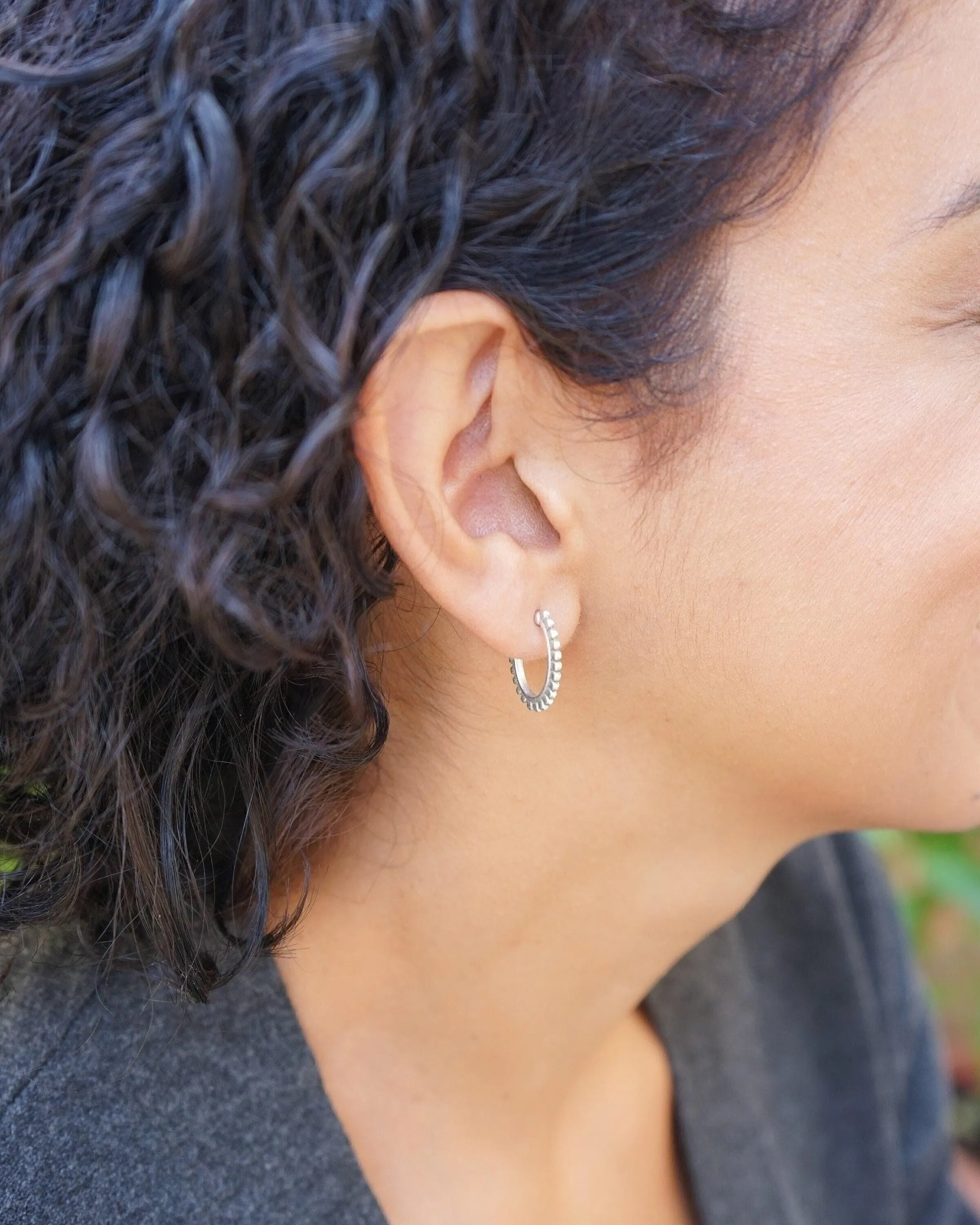 Silver Sun Hoop Earrings