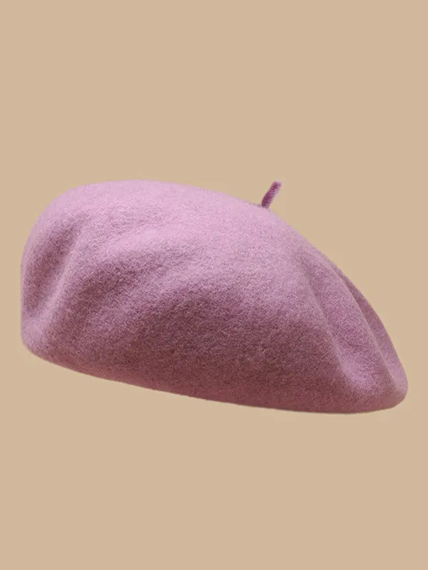 Simple Keep Warm Solid Color Beret Hats&Caps