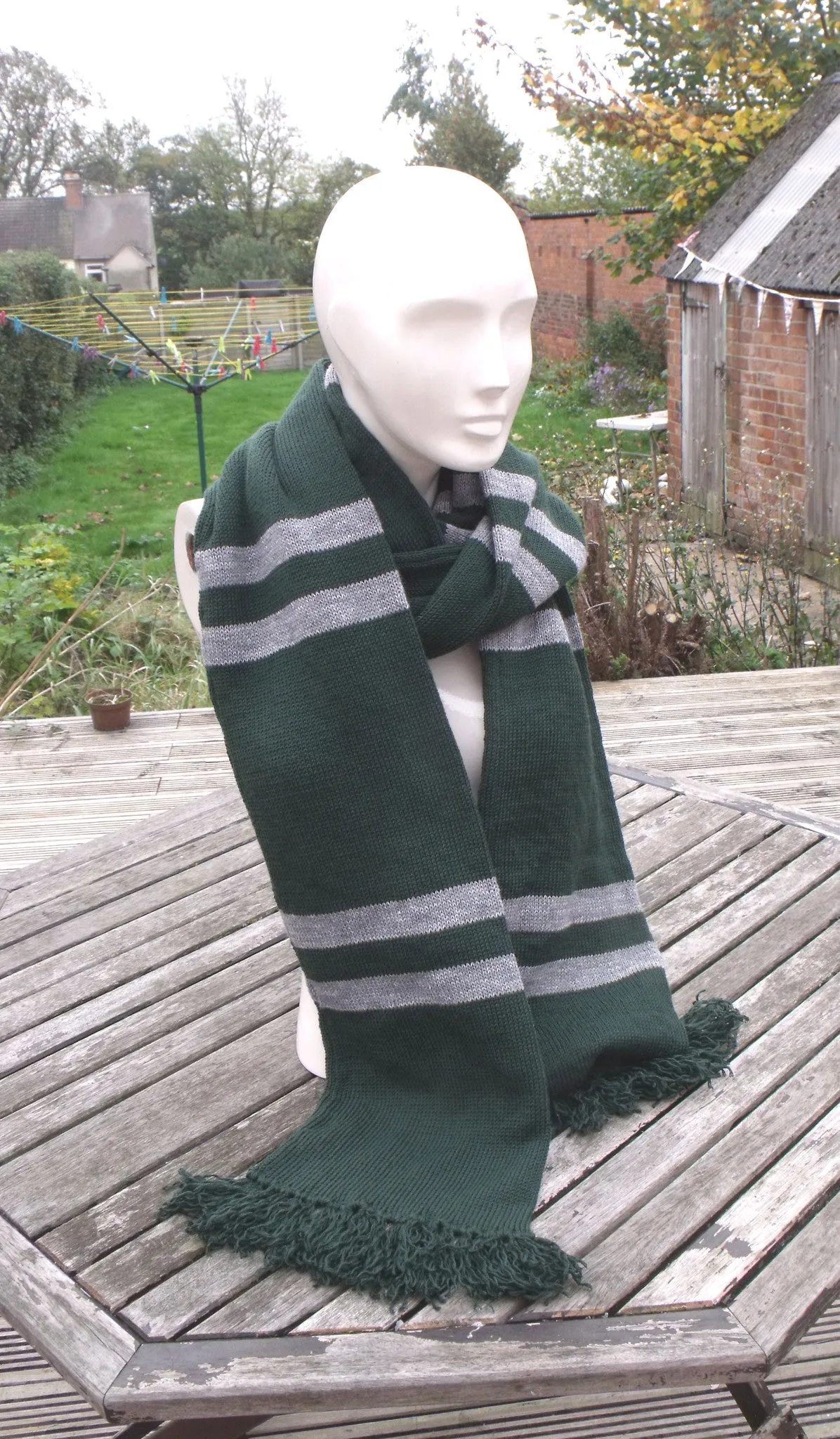 Slytherin scarf, Green & Grey, Harry potter inspired