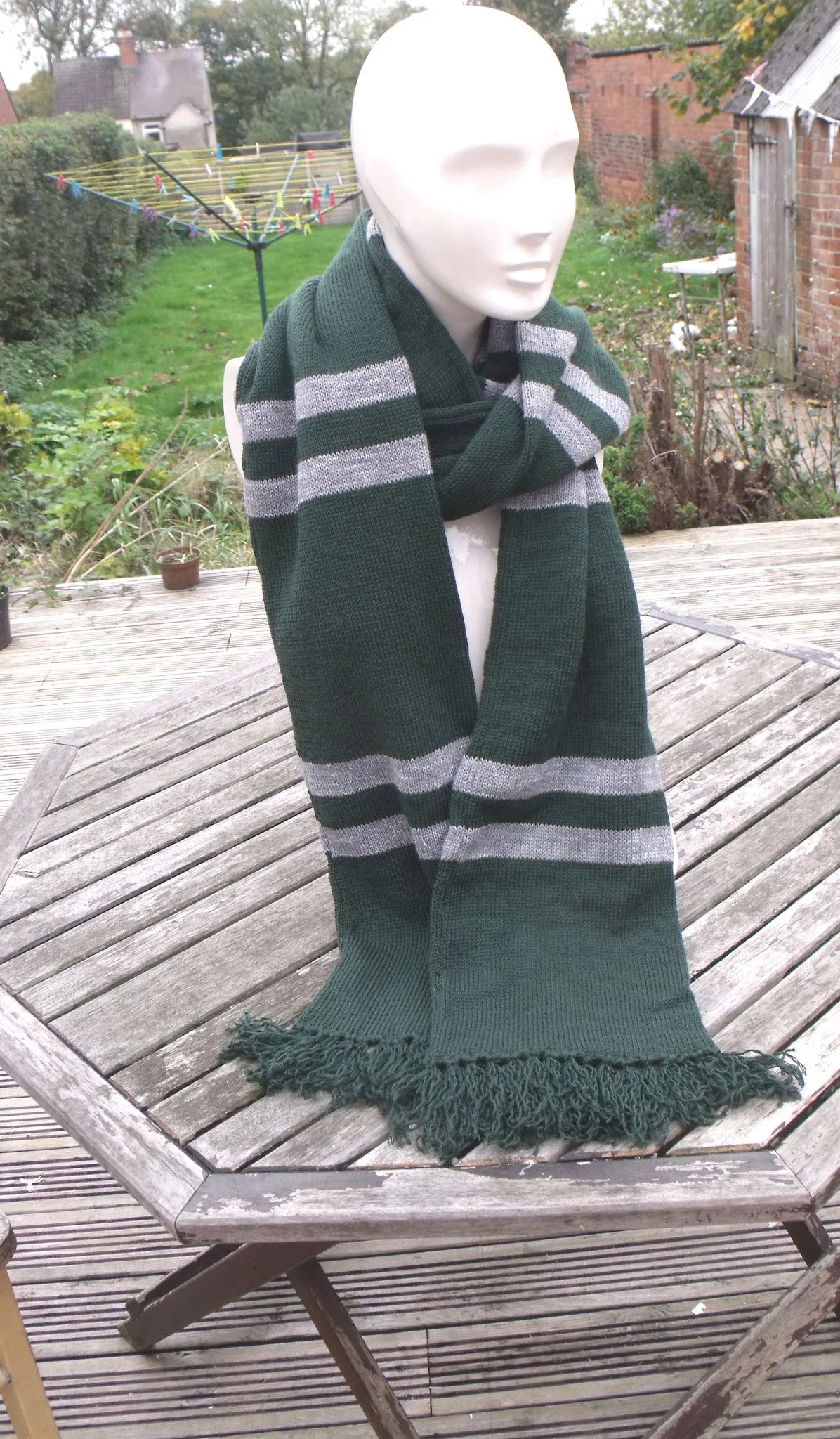 Slytherin scarf, Green & Grey, Harry potter inspired