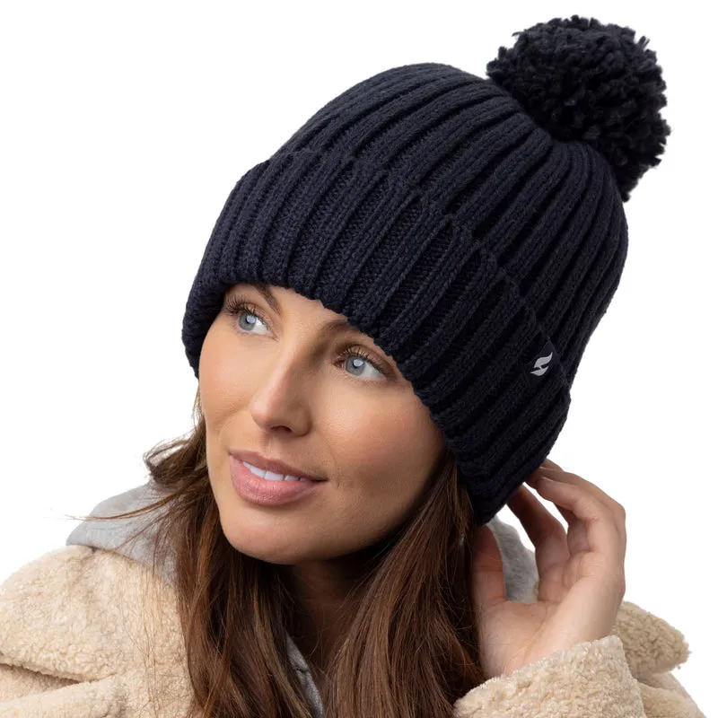 Sockshop Arden Ladies Heat Holders Rib & Pom Hat