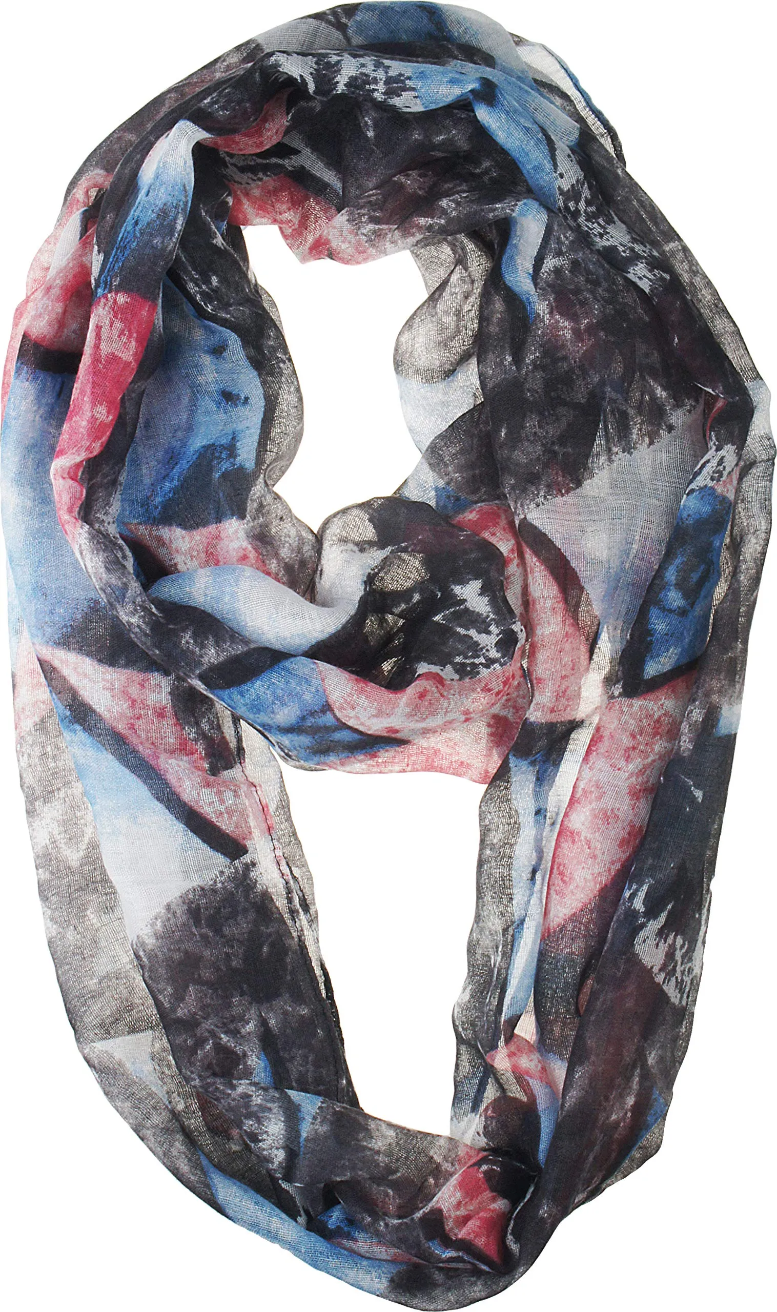 Soft Light Weight Elegant Leaf Print Sheer Infinity Scarf