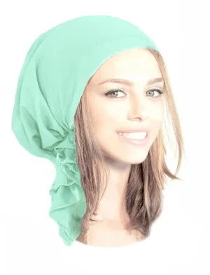 Soft Mint Cotton Pre-Tied Headcovering Head-Scarf Tichel (Soft Mint Short - 138)