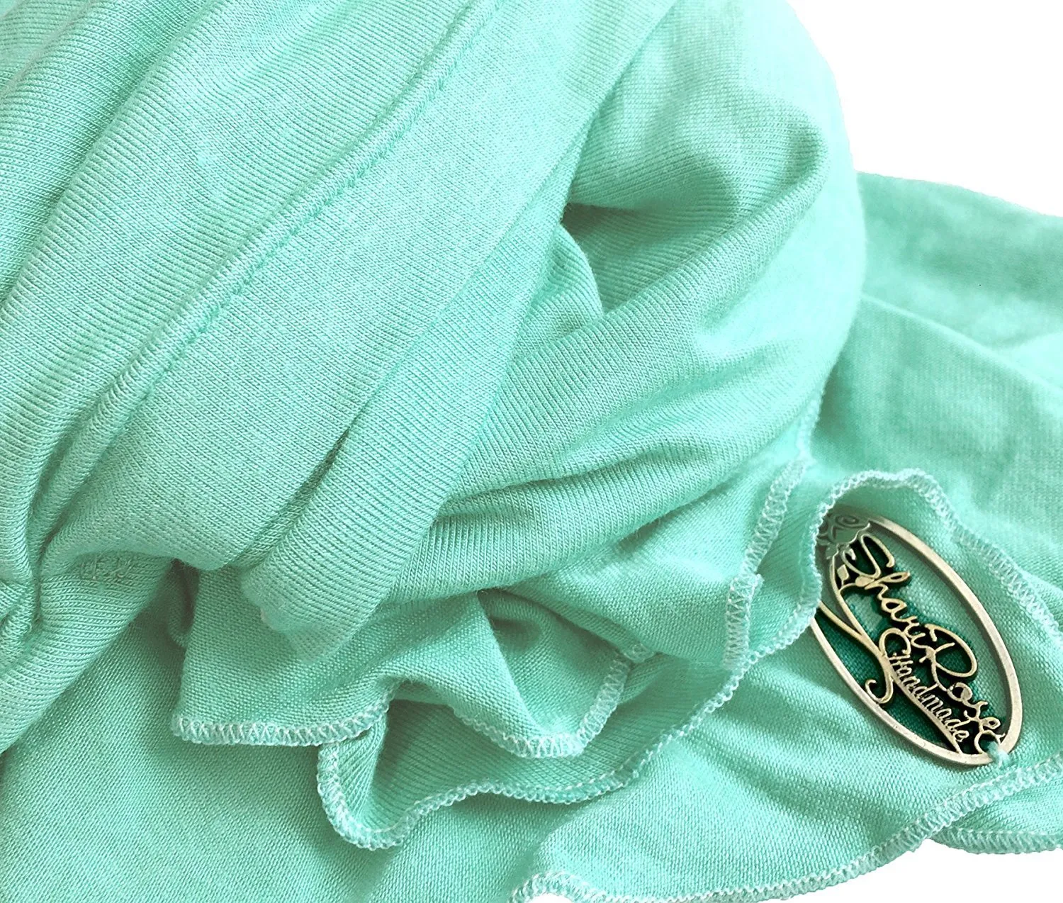 Soft Mint Cotton Pre-Tied Headcovering Head-Scarf Tichel (Soft Mint Short - 138)