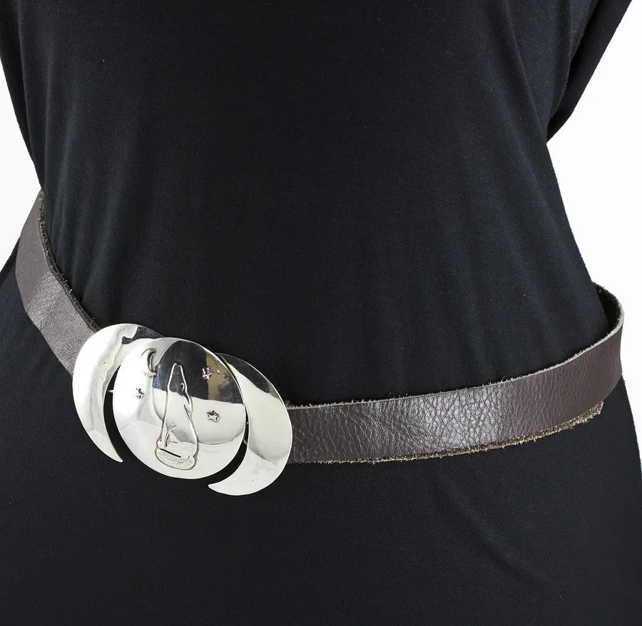 Sterling Silver and Brown Leather 46" Concho Belt