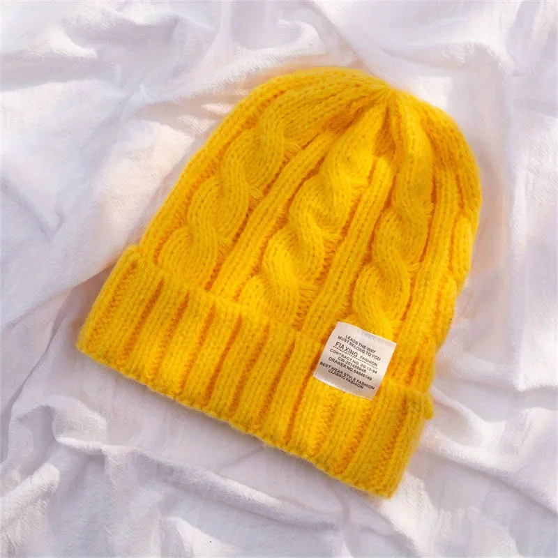 Stylish Knit Beanie with Embellished Logo