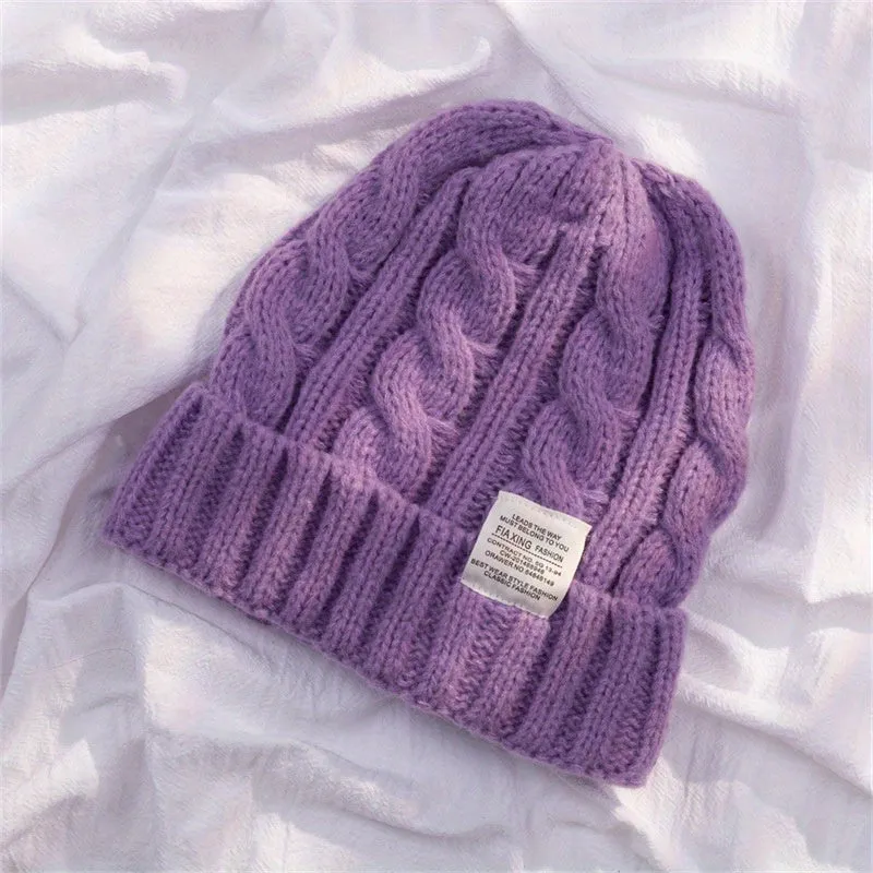 Stylish Knit Beanie with Embellished Logo