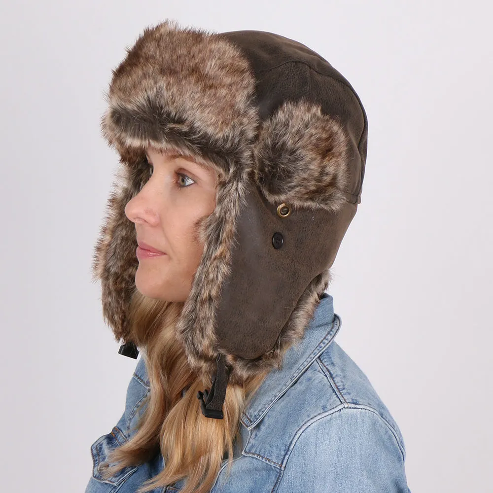 Walrus Hats Faux Fur Brown Trapper Hat