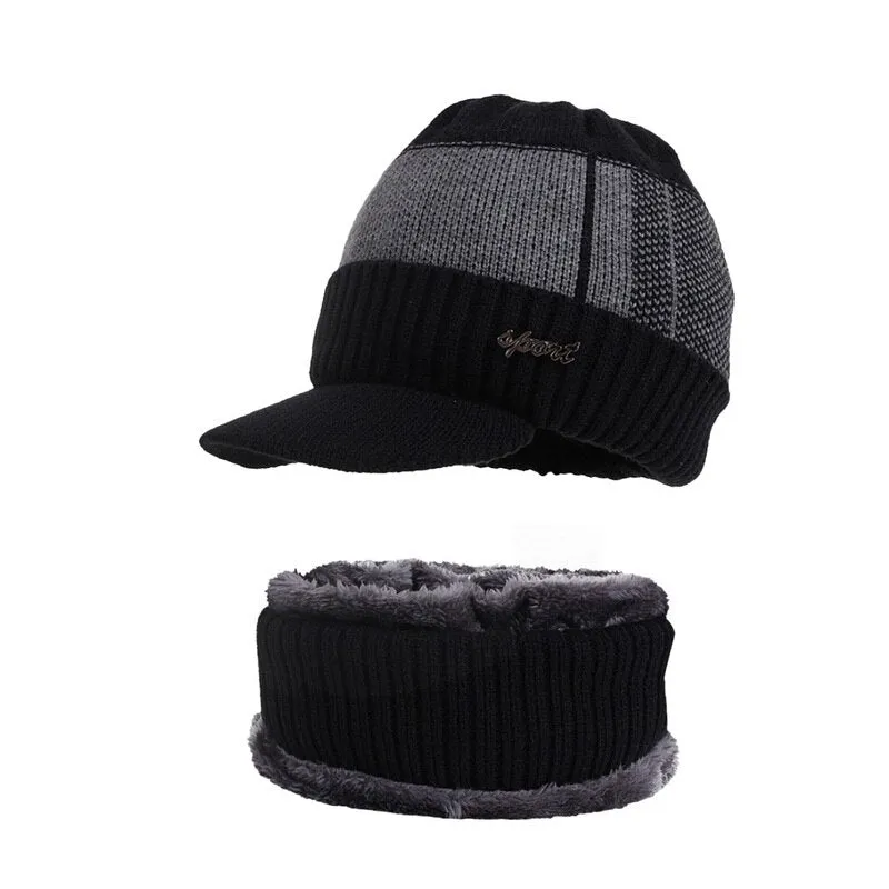 Winter Hats For Men Skullies Beanie Hat Winter Cap Men Women Wool Scarf Caps Set Balaclava Mask Gorras Bonnet Knitted Hat