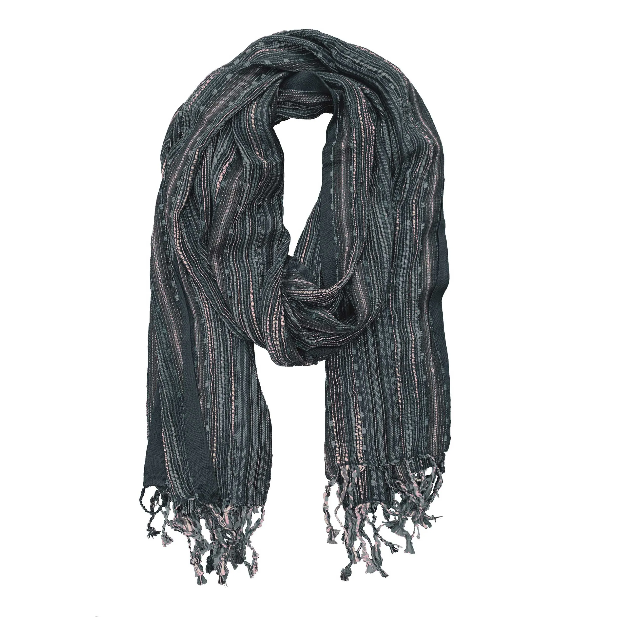 Woven Scarf with Metallic Details, Grey