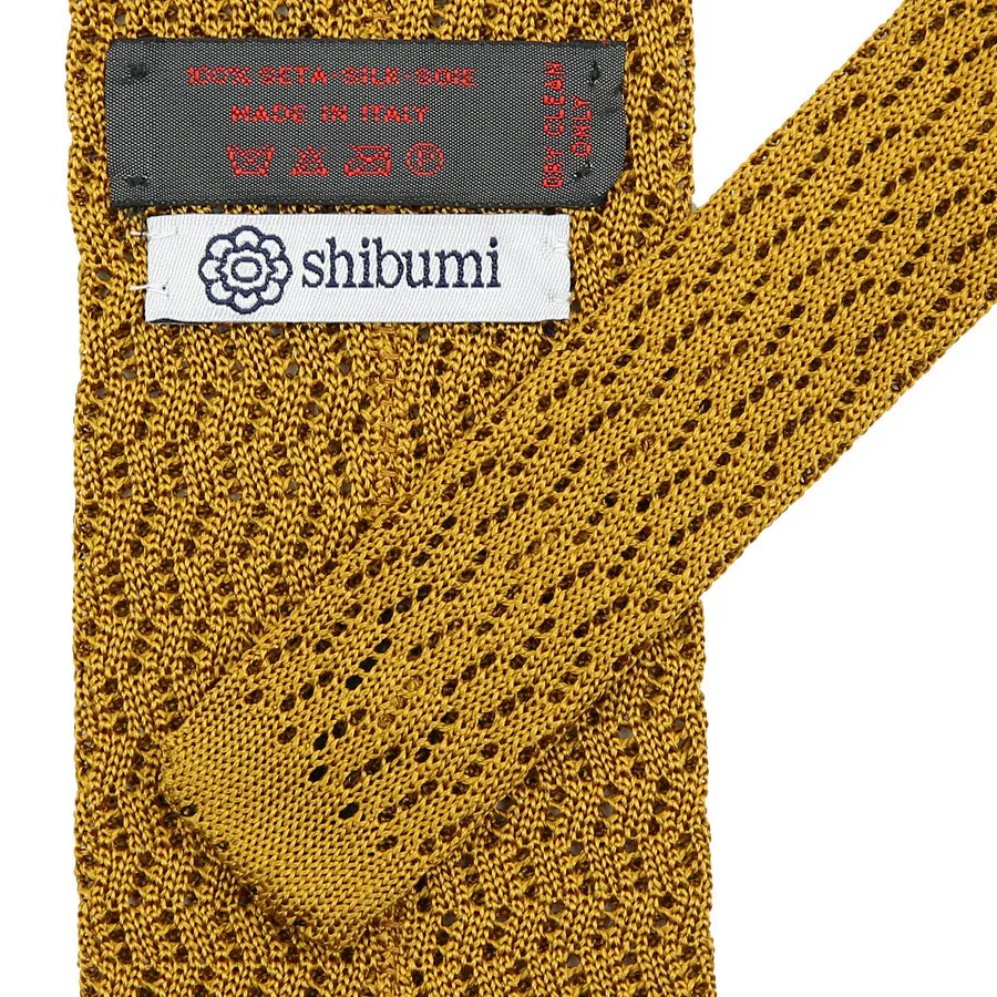 Zigzag Silk Knit Tie - Mustard