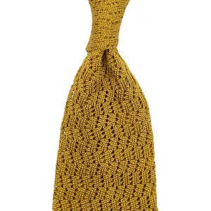 Zigzag Silk Knit Tie - Mustard