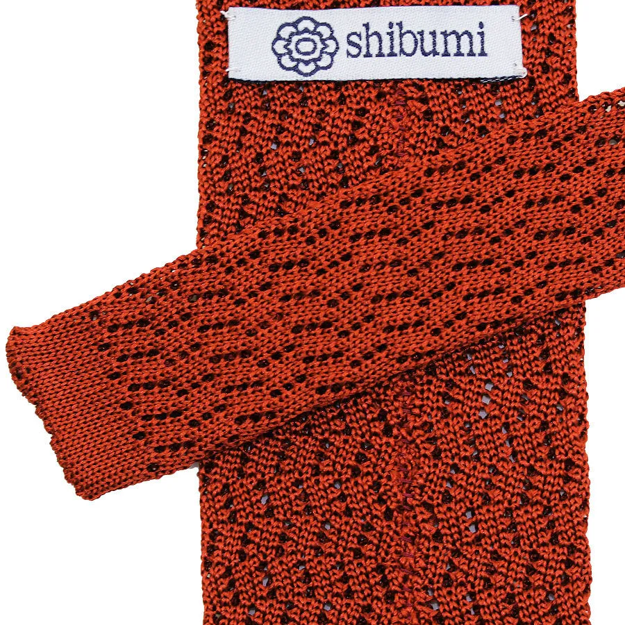 Zigzag Silk Knit Tie - Rust